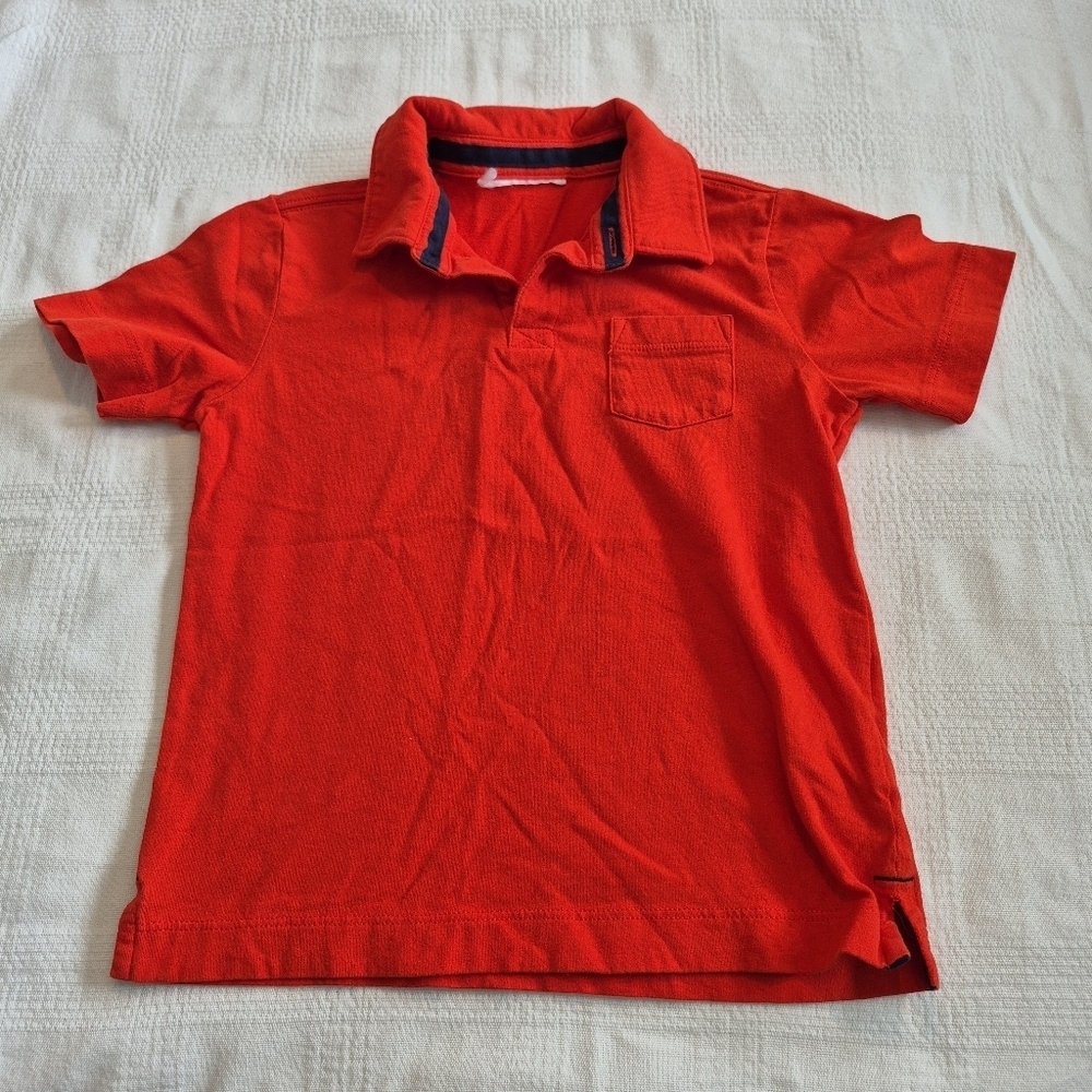 Hanna Andersson boys size 110 or 5 red polo shirt tags cut out VGUC